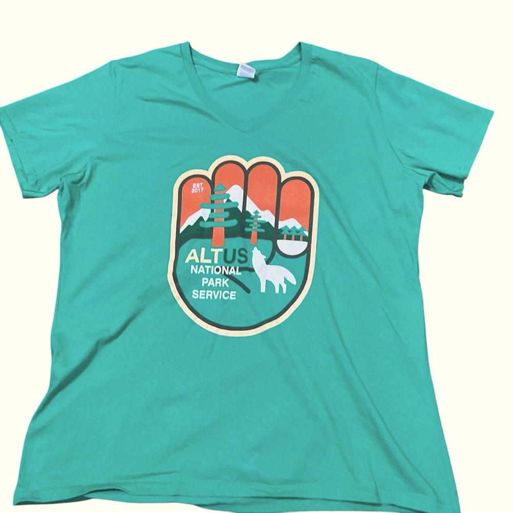 ALTUS ALT US National Park Service Shirt Women’s XXL V-Neck Green Environmental - Picture 4 of 5